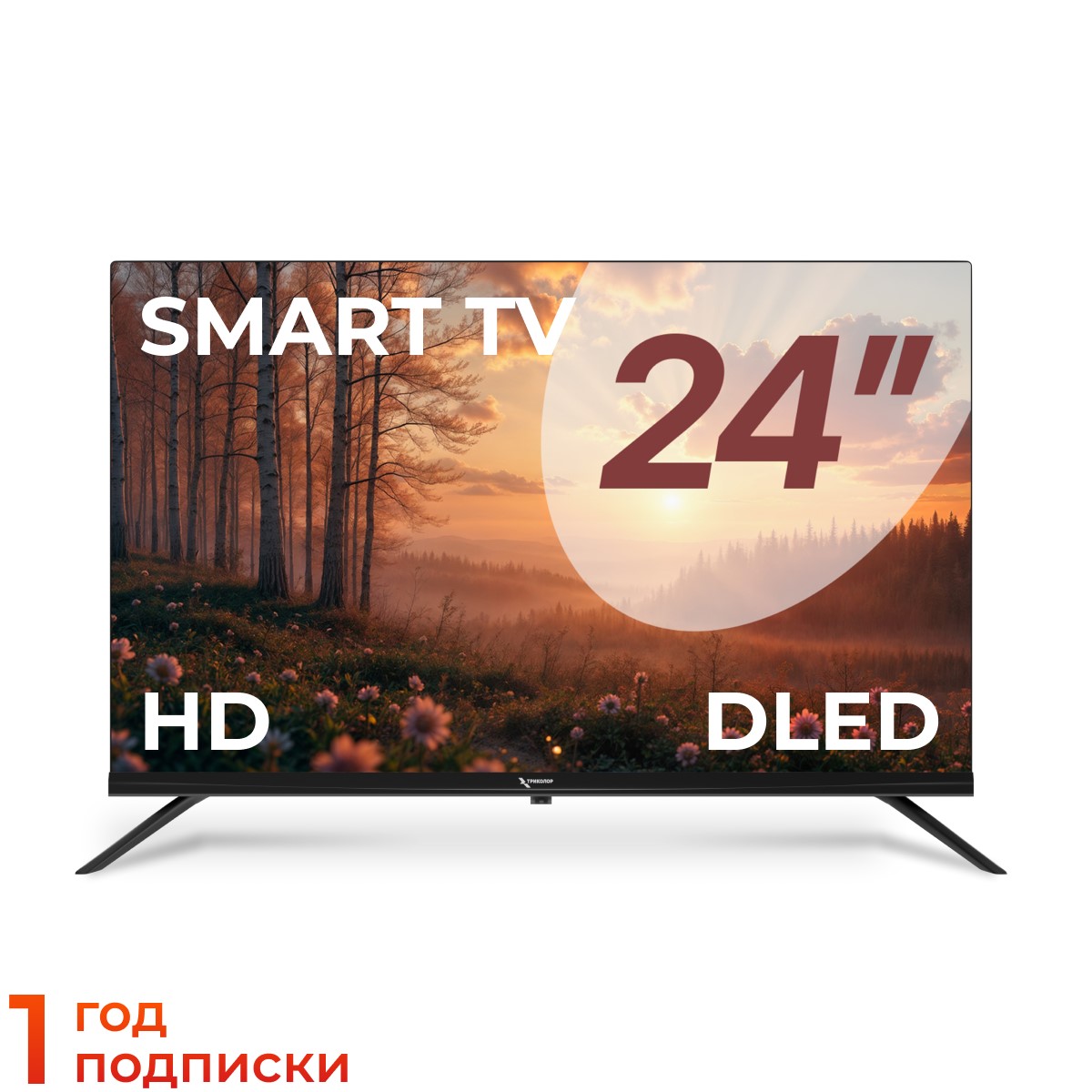 Телевизор Триколор P24HH302, SMART TV, 24", голос, черный - фото 1